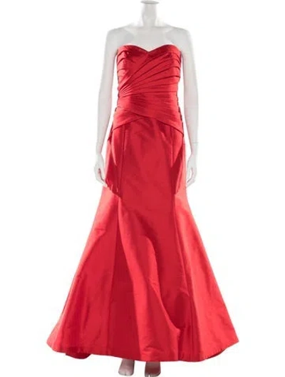 Pre-owned ml Monique Lhuillier Strapless Long Dress In Red
