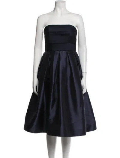 Pre-owned ml Monique Lhuillier Strapless Midi Length Dress In Blue