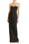 ml Monique Lhuillier Talia Pleated Gown In Black