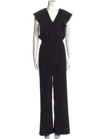 Pre-owned ml Monique Lhuillier V-neck Jumpsuit In Black