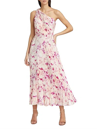 ml Monique Lhuillier Women's Alina One Shoulder Midi Dress In French Rose In White