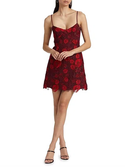 ml Monique Lhuillier Women's Arielle Sleeveless Short Dress In Crimson In Brown