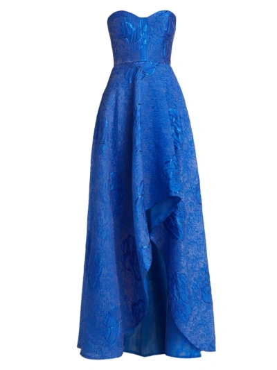 ml Monique Lhuillier Women's Ayla Jacquard High-low Gown In Rich Blue
