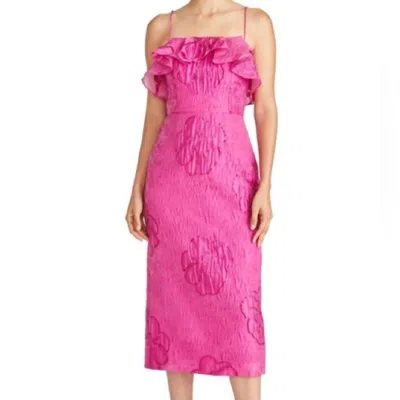 ml Monique Lhuillier Women's Cynthia Jacquard Midi Dress In Bright Pink