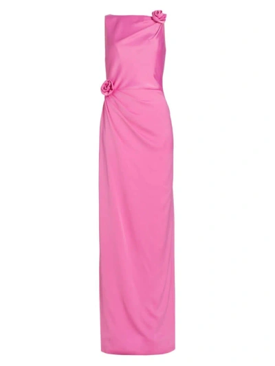 ml Monique Lhuillier Leela Crepe Long Dress In Rose Pink