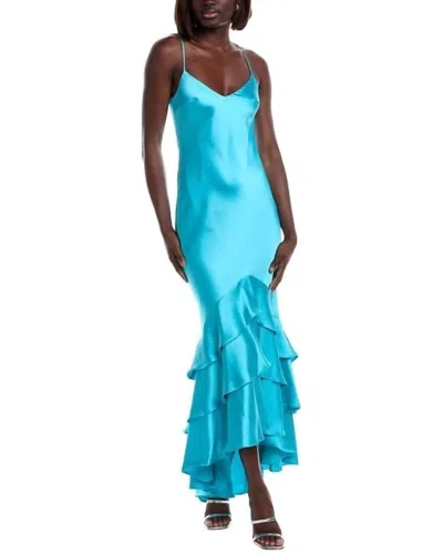 ml Monique Lhuillier Women's Lenora Satin Midi Dress In Bright Aqua In Blue