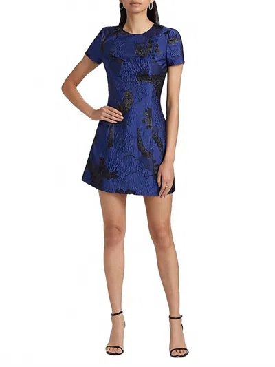 ml Monique Lhuillier Women's Liana Short Sleeve Short Dress In Marine Black In Blue