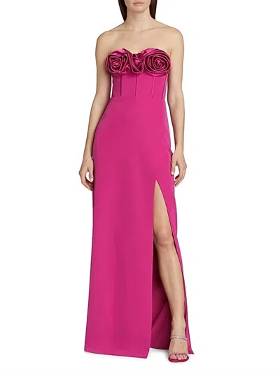 ml Monique Lhuillier Women's Stella Strapless Long Dress In Cerise Pink