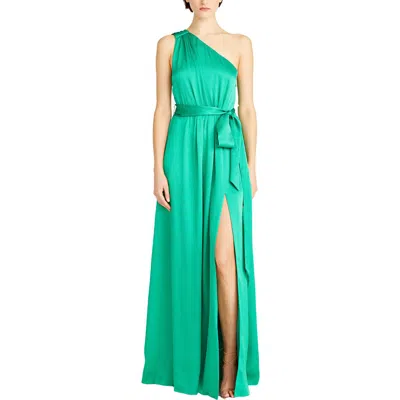 ml Monique Lhuillier Womens Asymmetric Satin Maxi Dress