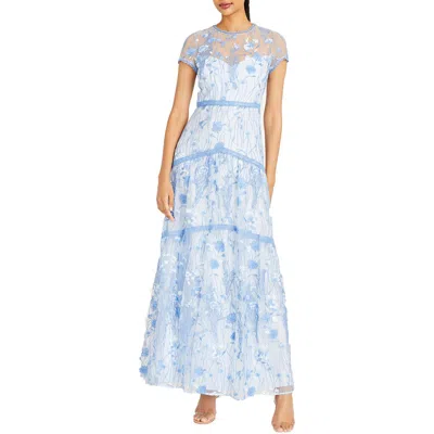 ml Monique Lhuillier Womens Floral Embroidered Evening Dress