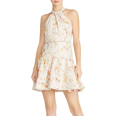 ml Monique Lhuillier Womens Floral Print Mini Halter Dress