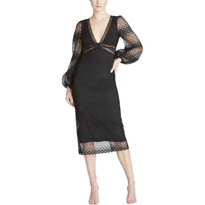 ml Monique Lhuillier Womens Illusion Lace Midi Dress
