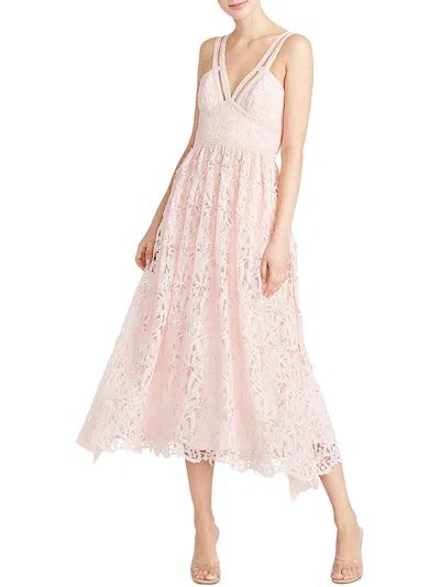ml Monique Lhuillier Womens Lace Long Maxi Dress In Pink