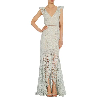 ml Monique Lhuillier Womens Lace V-neck Evening Dress