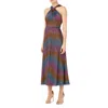 ml Monique Lhuillier Womens Metallic Halter Cocktail And Party Dress In Multi