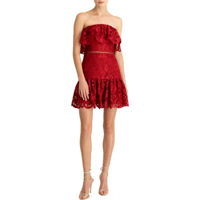 ml Monique Lhuillier Womens Ruffled Lace Mini Dress