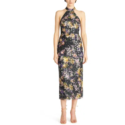 ml Monique Lhuillier Womens Sequined Lace Midi Dress