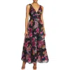 ml Monique Lhuillier Womens Textured Tea Length Midi Dress In Multi
