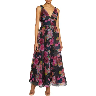 ml Monique Lhuillier Womens Textured Tea Length Midi Dress In Multi