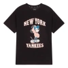 Mlb Disney Mickey Crossover New York Yankees Basic Printing Round Neck Short Sleeve Unisex Black In Black