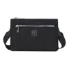 Mlb Ny New York Yankees Silver Logo Zipper Shoulder Messenger Bag Black