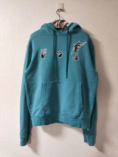 Pre-owned Mlb X Off White Miami Marlins 'your Name' Hoodie In Blue
