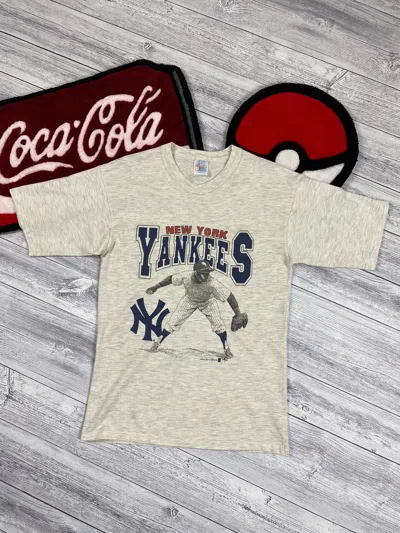 Pre-owned Mlb X Vintage 1990 New York Yankees T Shirt In Grey