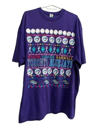 Pre-owned Mlb X Vintage 1992 Mlb Toronto Blue Jays T Shirt Vintage 90's Single Stitch In Purple