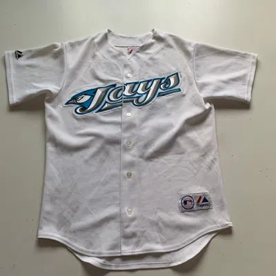 Pre-owned Mlb X Vintage Y2k Toronto Blue Jays Embroidered Baseball Jersey In White