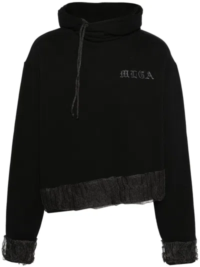 Mlga Logo-embroidered Deconstructed Hoodie In Black