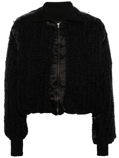 Mlga Chunky-knit Bomber Jacket In Black