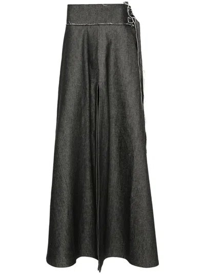 Mlga Distressed Denim Skirt In Black