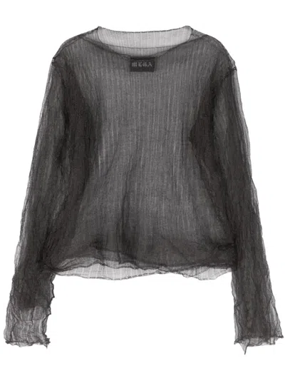 Mlga Layered Open-knit T-shirt In Grey
