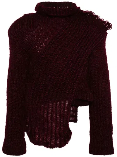 Mlga High-neck Chunky-knit Jumper In Red