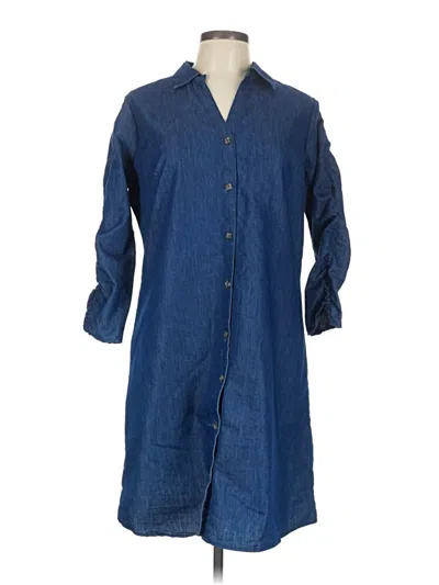 Pre-owned Mlle Gabrielle 3/4 Sleeve Button Down Shirt In Blue