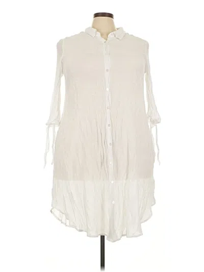 Pre-owned Mlle Gabrielle 3/4 Sleeve Top Ivory Tie Neck Tops In White