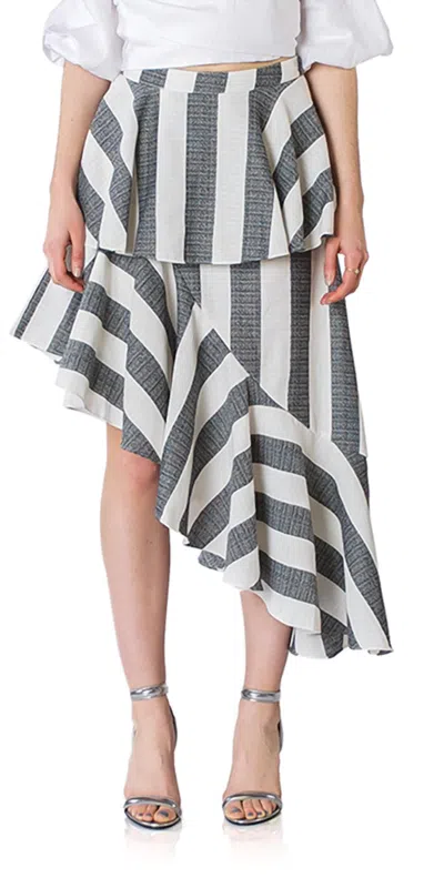 Mlm Echo Ruffle Skirt In Navy & White In Grey