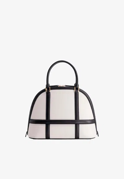 Mlouye 12 Structured Leather Shoulder Bag In Off-white
