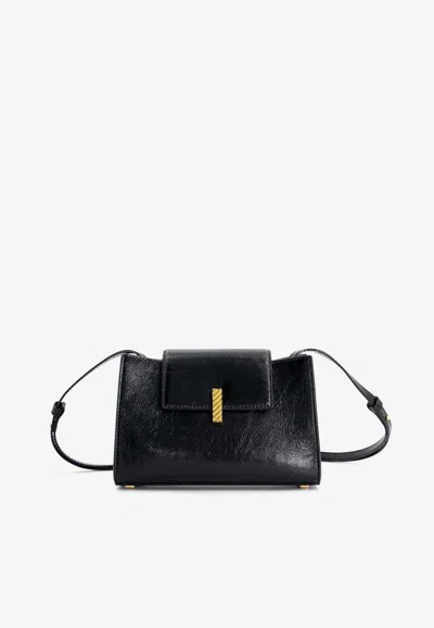 Mlouye Mini Isla Crinkled Crossbody Bag In Black