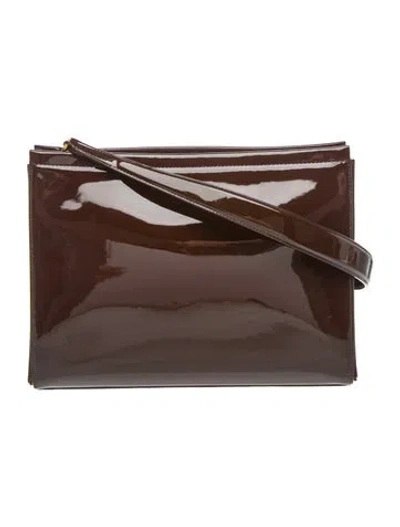Pre-owned Mlouye Patent Leather Shoulder Bag In Brown