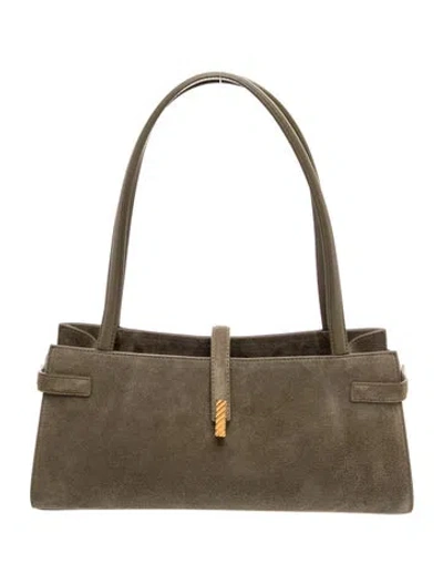Pre-owned Mlouye Suede Top Handle Bag In Green