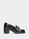 Mlv Women's Medium Heel Moccasin In Black In Black