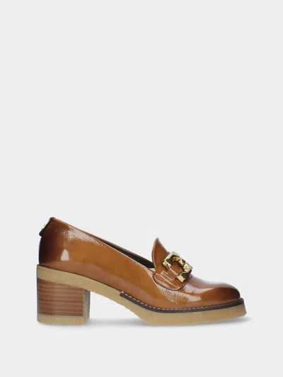 Mlv Women's Medium Heel Moccasin In Camel In Brown