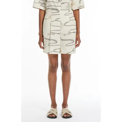 Mm Agito Abstract Print Cotton Shorts In Sand