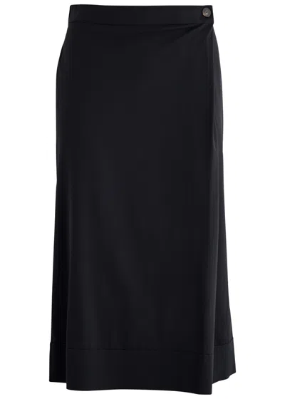 Mm Alcano Jersey Midi Skirt In Navy