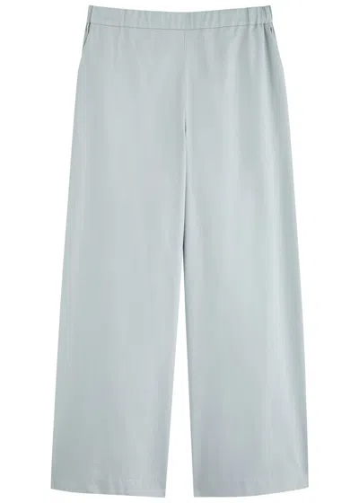 Mm Antille Wide-leg Cotton Trousers In Light Blue