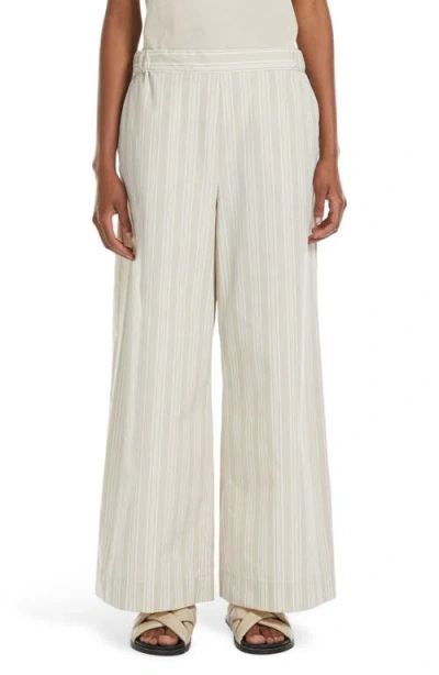 Mm Arley Stripe Wide Leg Cotton Pants In Ivory