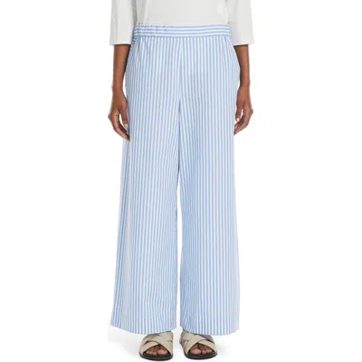 Mm Arley Stripe Wide Leg Cotton Pants In Light Blue