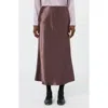 Mm By Max Mara Alessio Satin Midi Skirt In Burgundy