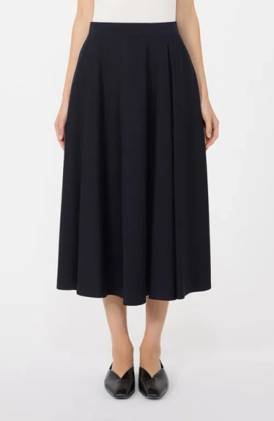 Mm By Max Mara Aquila Pleated Jersey Midi Skirt In Black